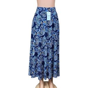 Women skirt floral print Elastic waist with shorts navy
